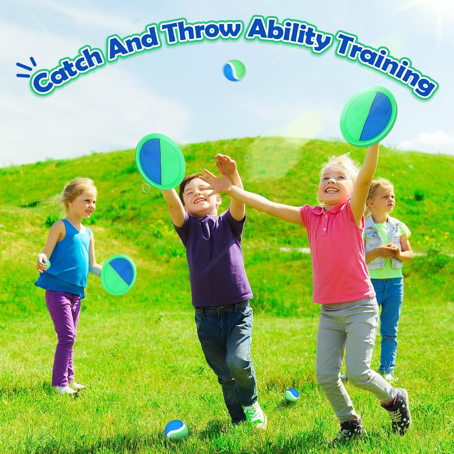 Charniol Kids Toys Toss and Catch Game Set 12 Paddles 6 Balls Beach Game Outdoor Ball Sports Games Toss and Catch Ball Set with Paddles Ball Nylon Catch Toys for Kids Adults