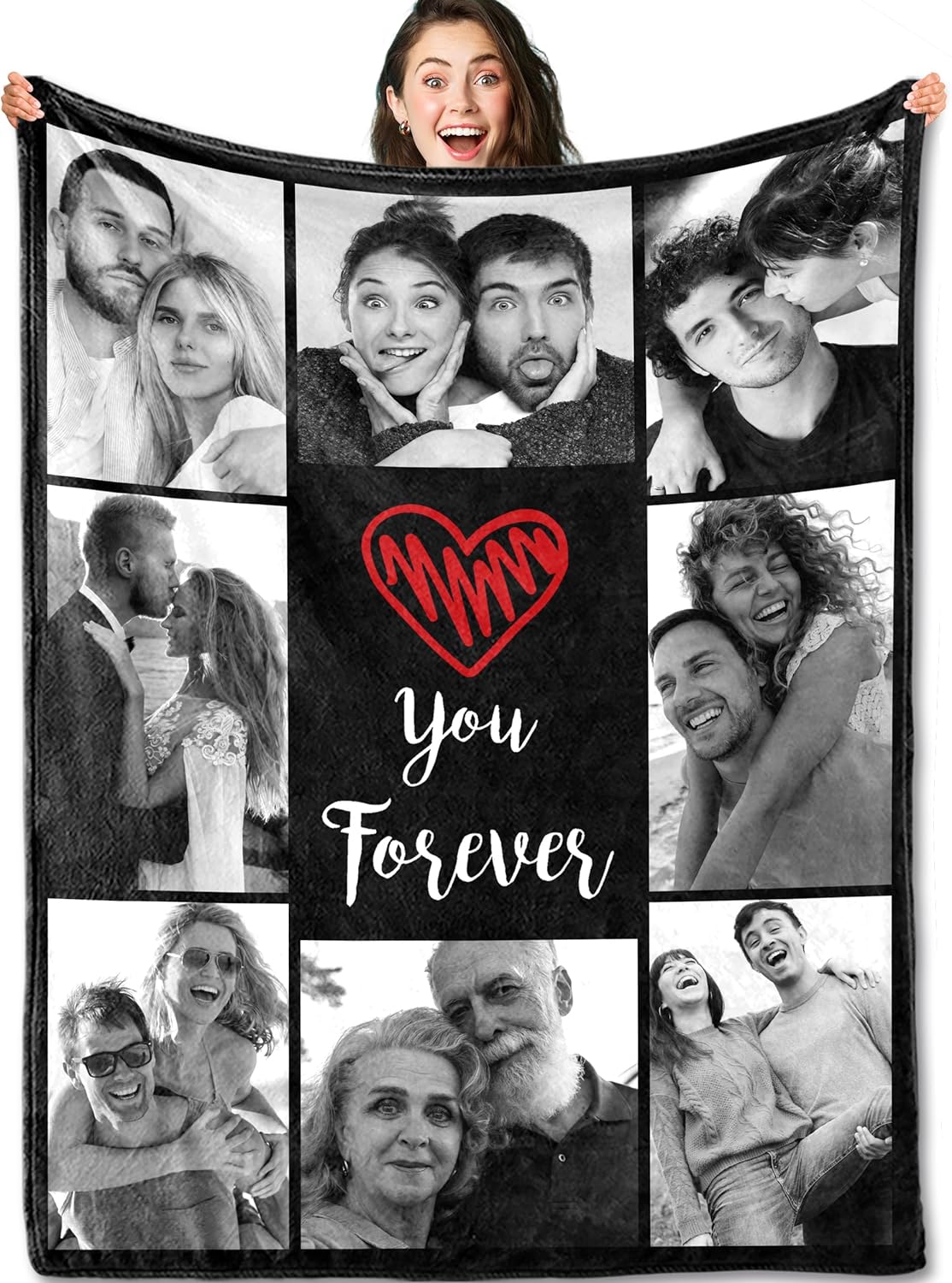 Yofair Ships Next Day, Custom Blanket with Picture Anniversary Wedding Gifts for Women Men Personalized Photo Blankets I Love You Couple Gift for Boyfriend Girlfriend Wife Husband