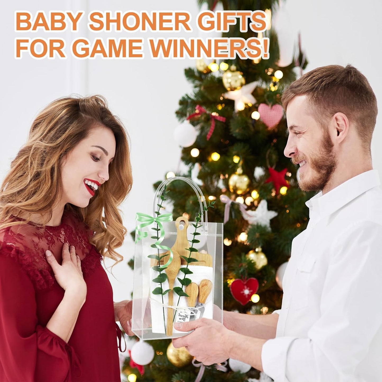 56pcs Baby Shower Prizes for Game Winners Adults, 6 Sets Bridal Shower Prizes for Guests Include Bamboo Cheese Board Spoon Butter Spreaders Fork Towel Roll Ribbon