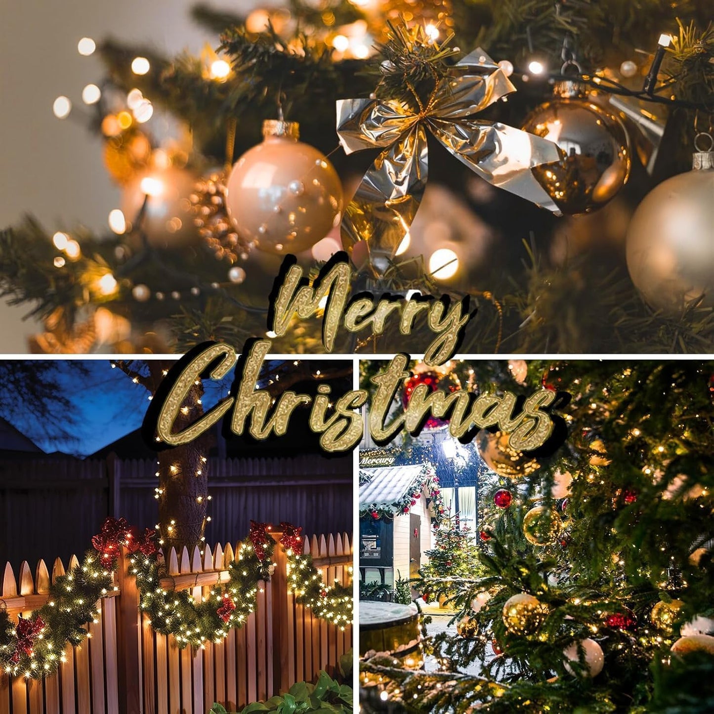 Connectable 300LED 99Ft 13Modes Christmas String Lights Outdoor Indoor | Extendable Green Wire Warm White Christmas Tree Lights with Timer | Twinkle Fairy Light Plug in for Xmas Tree(Warm White)