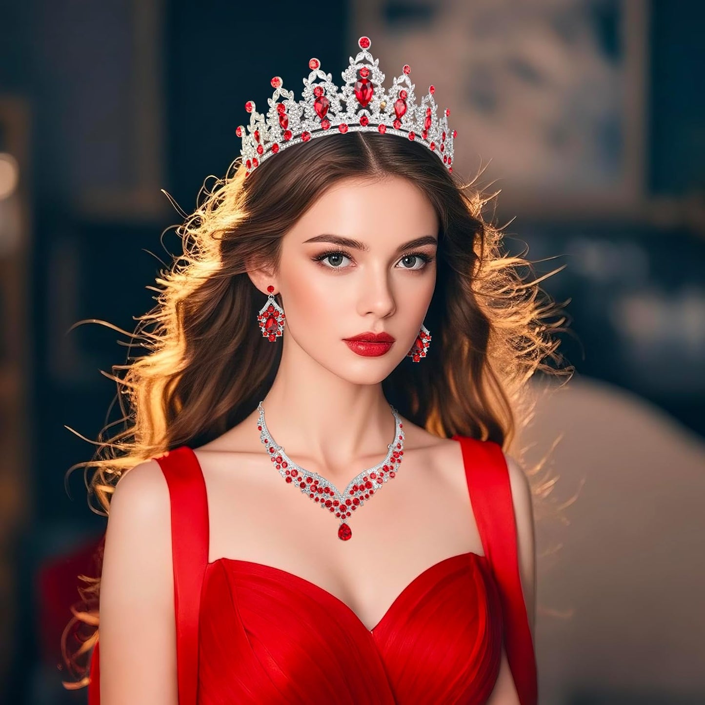 Crowns and Tiaras jewelry sets for Wedding princess birthday party Halloween Prom Pageant Jewelry for Women Crystal Bridal Jewelry Set for women