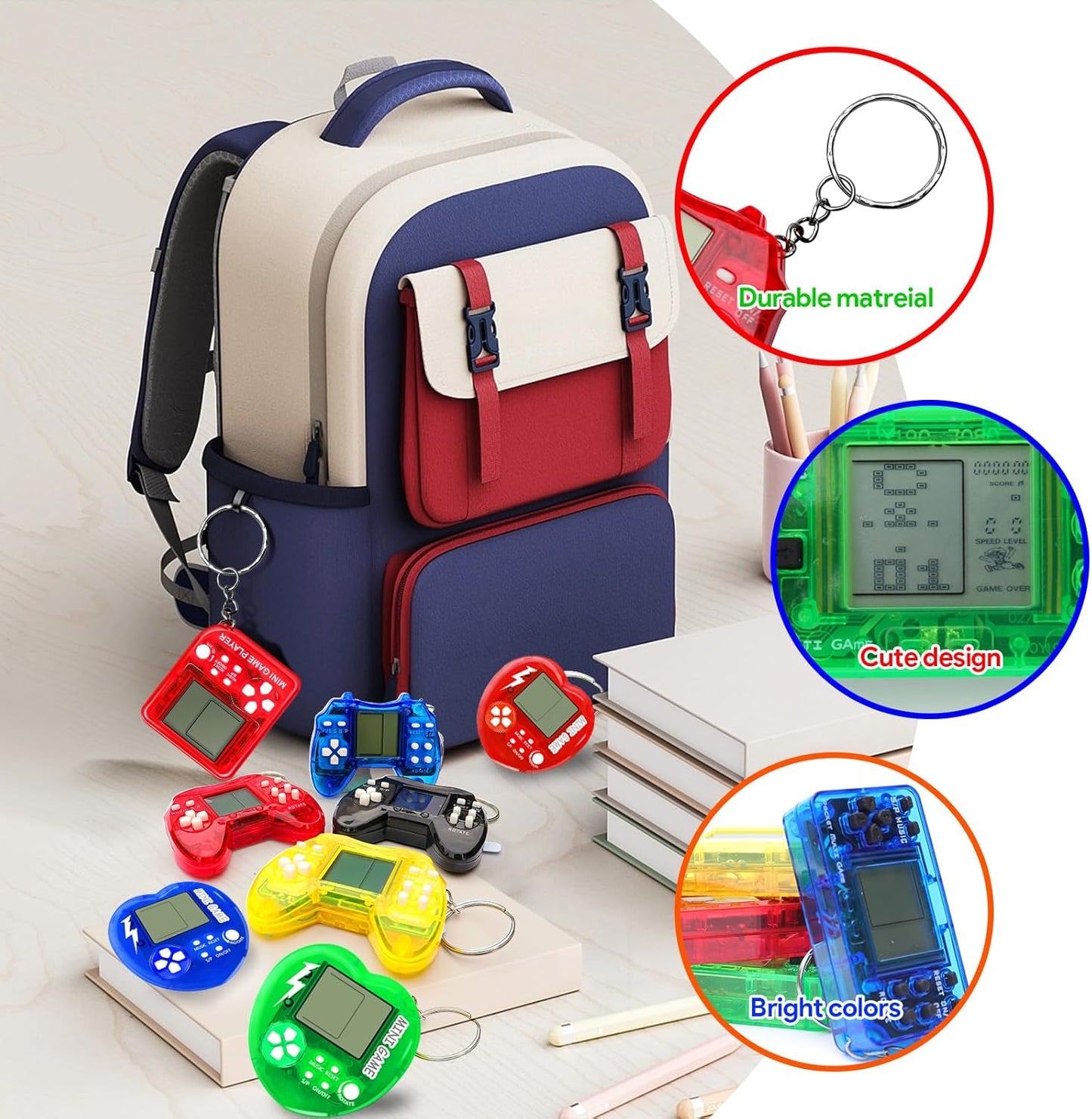 12Pcs Video Game Party Favors Valentines Day Gifts for Kids, Mini Game Keychain Arcade Party favors Birthday Supplies Classroom Prizes for Boys and Girls