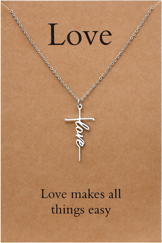 Lcherry Faith Cross Pendant Necklace for Women Religious Christian Jewelry Mother's Day Gifts for Women