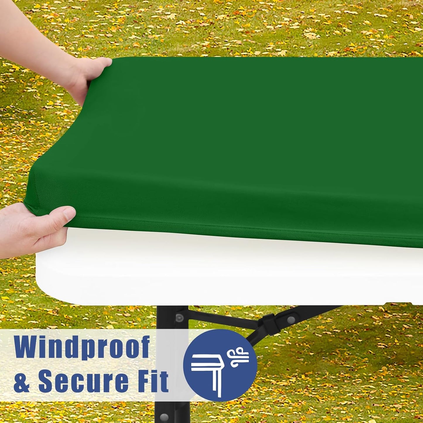 Spandex 6 Foot Rectangle Table Cloth 2 Pack, Elastic Fitted Tablecloths for Picnic, Stretch Washable Patio Table Cover for Outdoor, Camping, Banquet and Parties (Emerald Green, 30"x72")