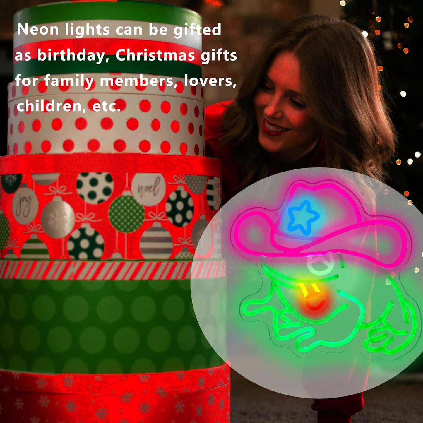 Frog Cowboy Neon Signs,Frog Cowboy Lamp Led Signs Lights Neon Signs for Wall Decor, Adjustable Brightness Night Light Man Cave Game Room Decor, USB Powered for Bedroom Party Bar Wedding Christmas