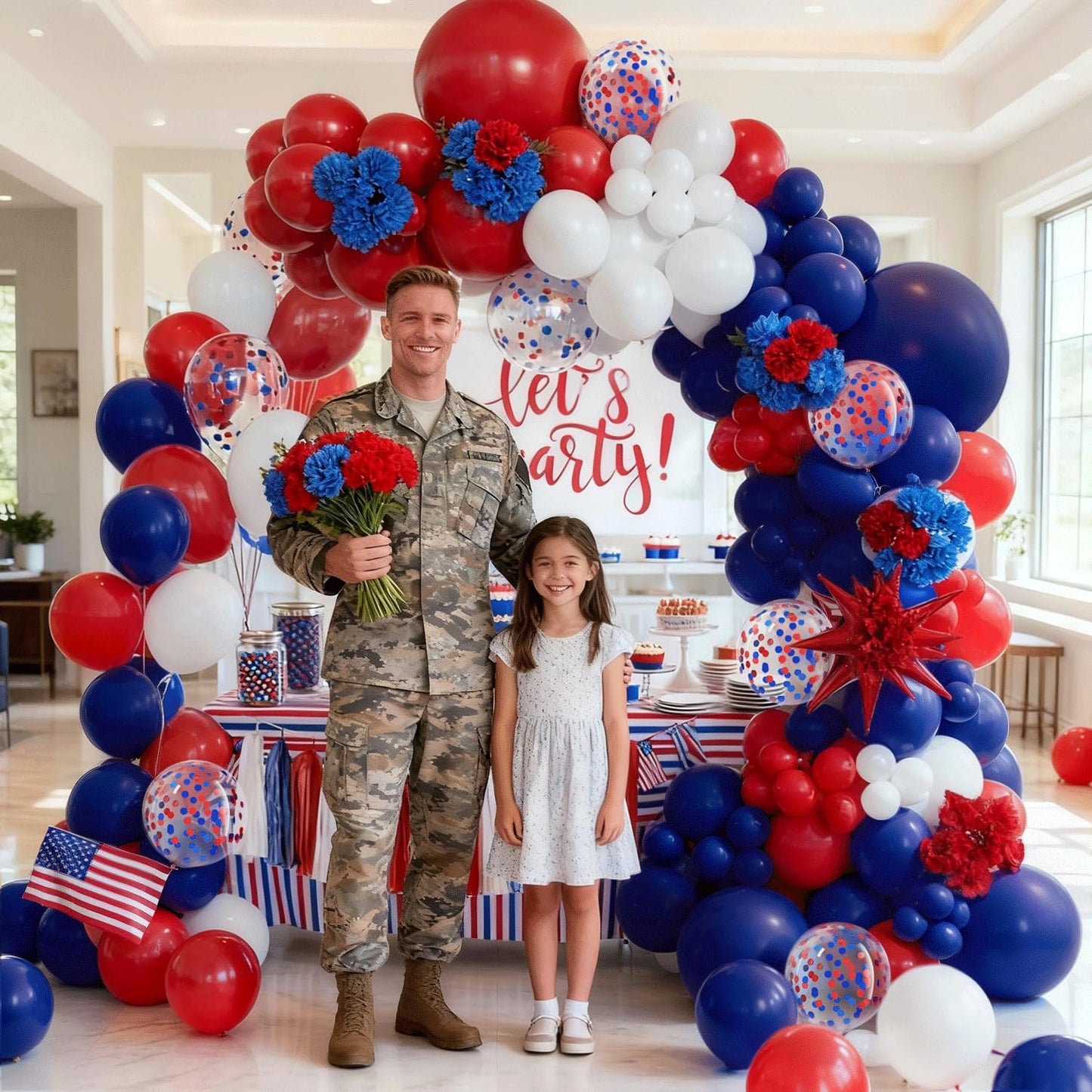 Red white and Blue Balloons,60pcs 12-Inch Navy Blue and Red and Blue Confetti Balloons Red and White Party Balloons Suitable for boys' Birthdays Graduations Independence Day and Party Decorations