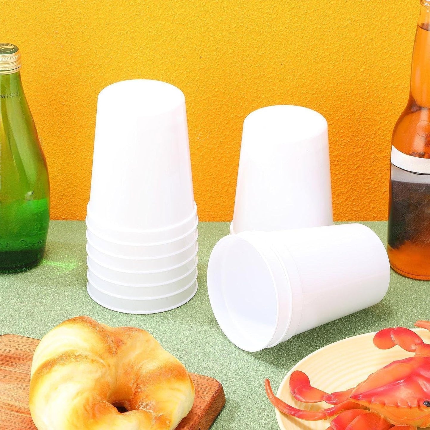 Yungyan 36 Pack 16oz Stadium Cups Reusable Plastic Cups Blank Drink Tumblers for Parties, Events, DIY Projects, 4.5 x 3.54 x 2.72 Inch (White)