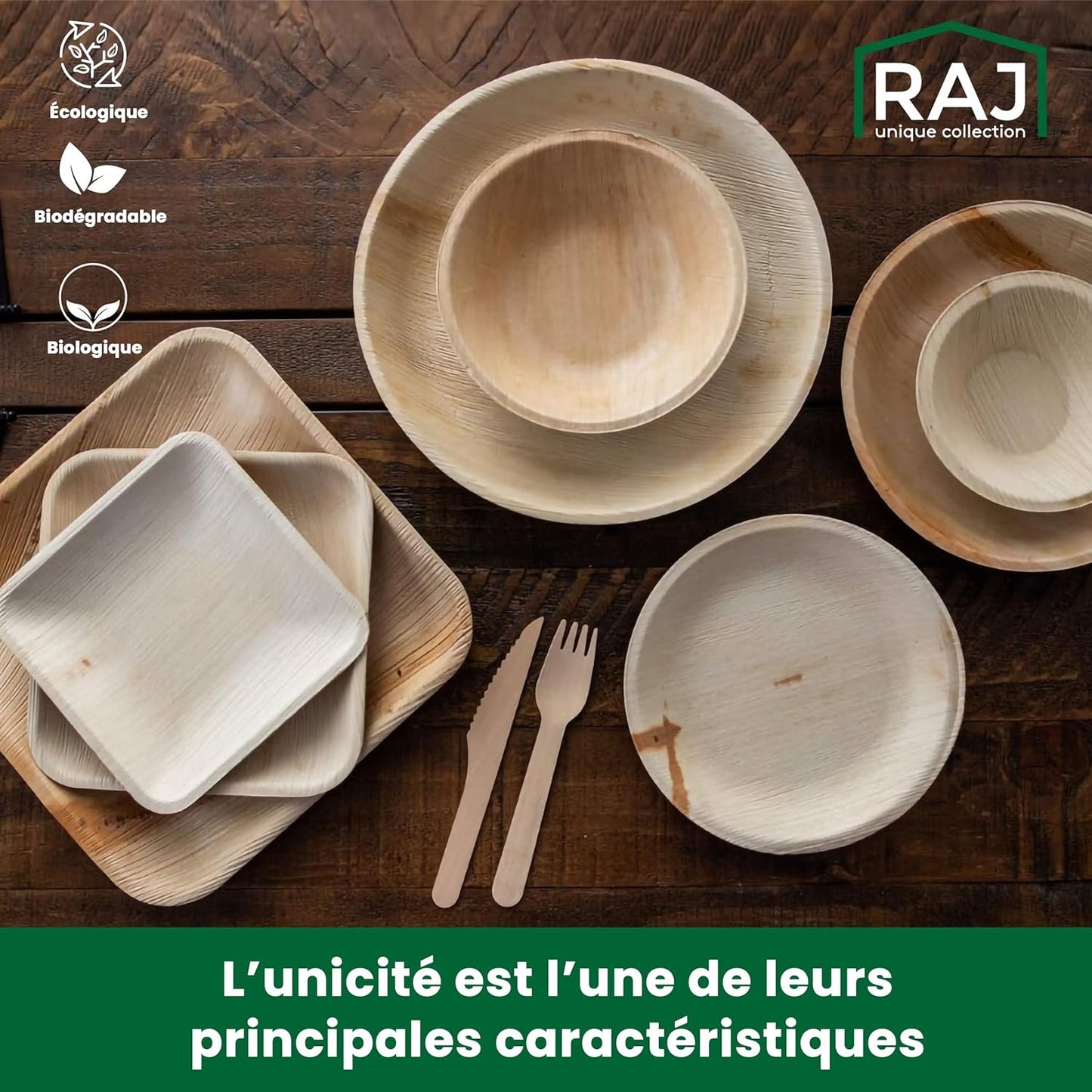 Raj Palm Leaf Bulk Bowls [25-Pack] 7" Square Bowl like Bamboo Bowls Disposable, Strong, Decorative Compostable Tableware for wedding, Lunch, Dinner, Birthday, Camping, Outdoor BBQ, Picnic…