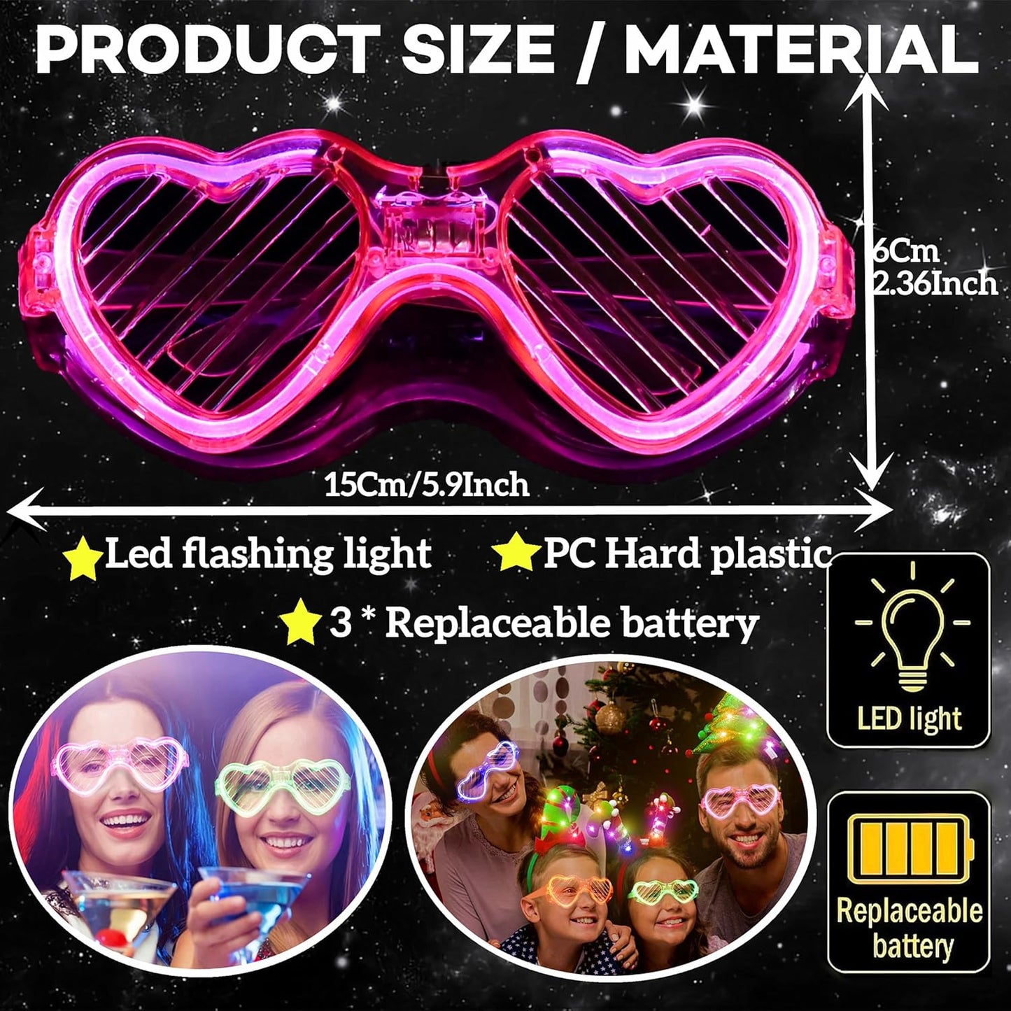 Fsmiling 24 Pack Light Up Glasses Adults Led Glasses Glow In The Dark Party Supplies for Adults Party Favor