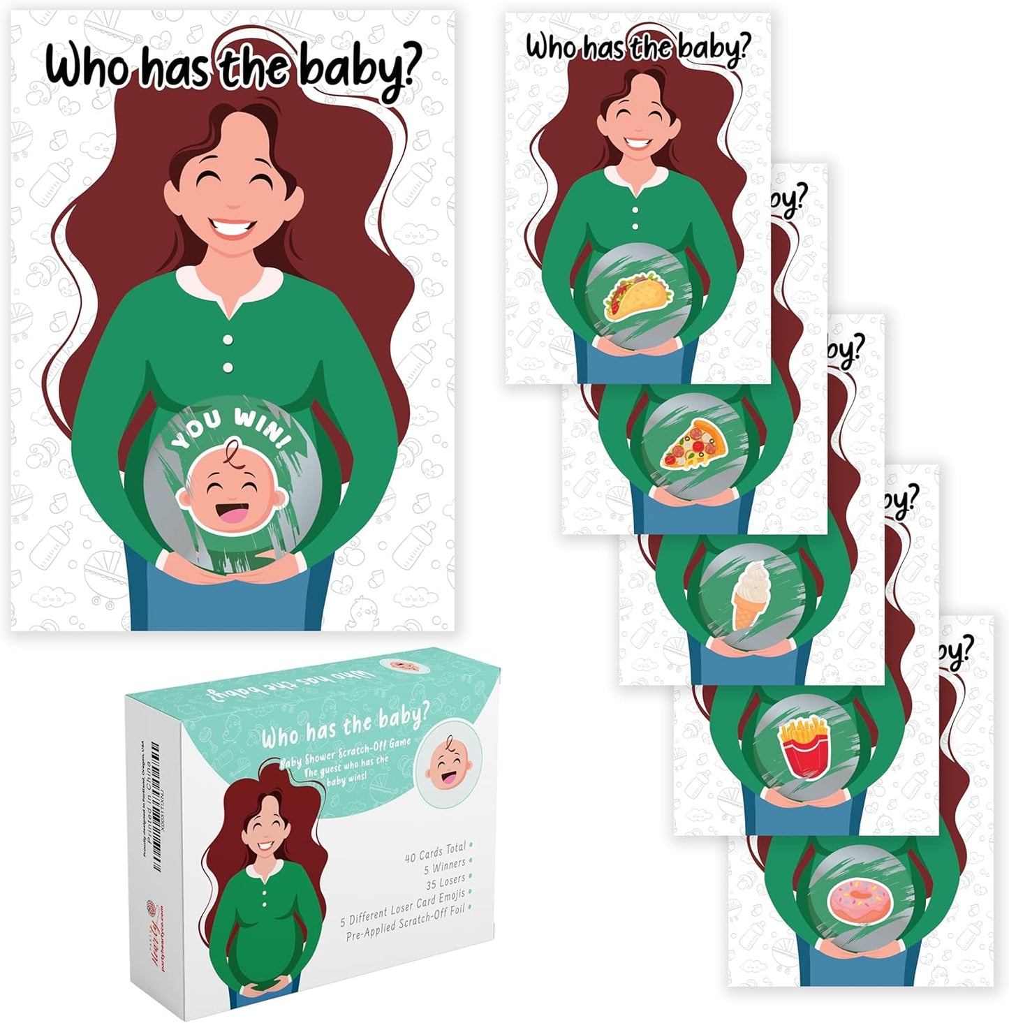 Party Hearty Baby Shower Games for Girl and Boy, 40 Emoji Scratch Off Lottery Tickets, Baby Games Ideas, Scratch Off Game