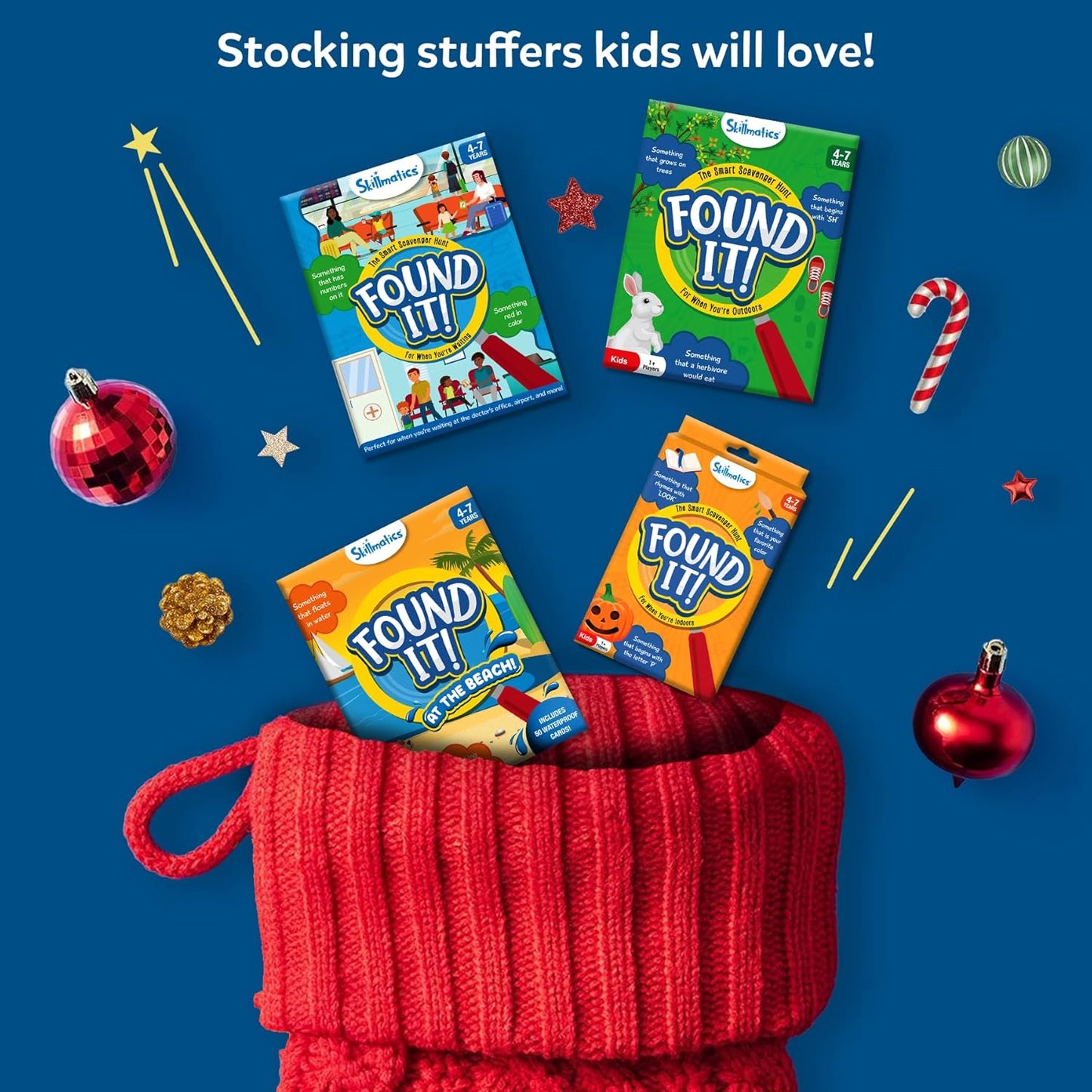 Skillmatics Scavenger Hunt Card Game - Found It Beach, Outdoor Learning Toys, Perfect for Boys, Girls and Families Who Love Board Games, 50 Waterproof Cards, Travel Game, Gifts for Ages 4, 5, 6, 7