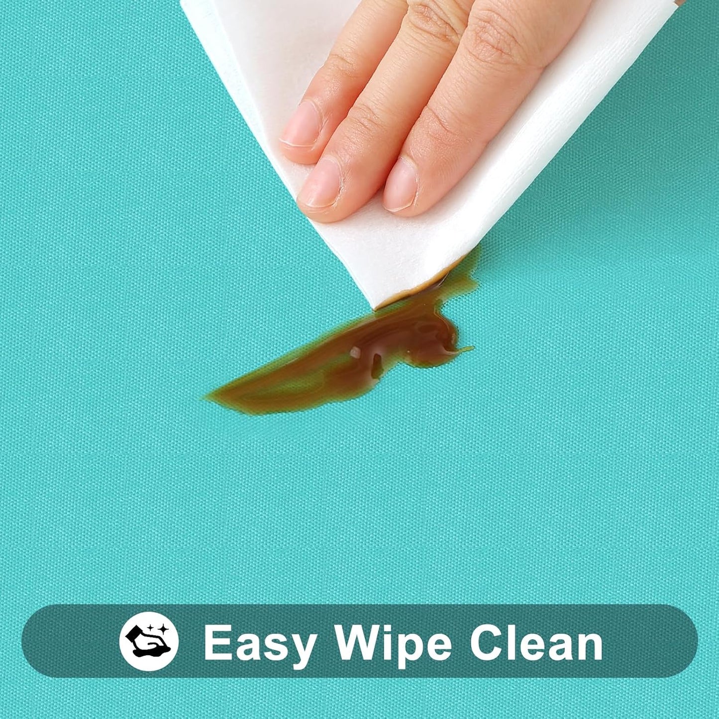 Smiry Rectangle Tablecloth, Elastic Fitted Flannel Backed Vinyl Tablecloths for 4ft Folding Tables, Waterproof Wipeable Table Covers for Indoor, Outdoor, Picnic and Camping (Teal, 30"x48")