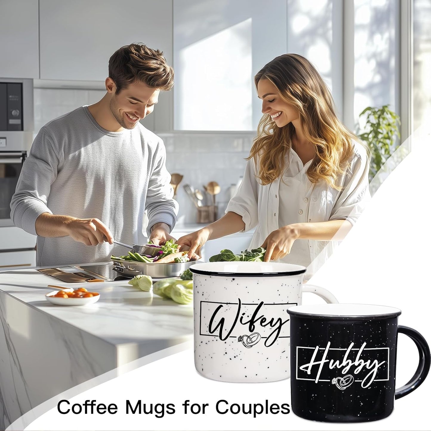 Wifey Hubby Mugs Set of 2 Coffee Mug 10 Ounce, Wedding and Bridal Shower Gift, His and Hers Gifts, Mr and Mrs Coffee Mug Set, Couples Gift for Bride Groom, Thanksgiving and Christmas Gifts