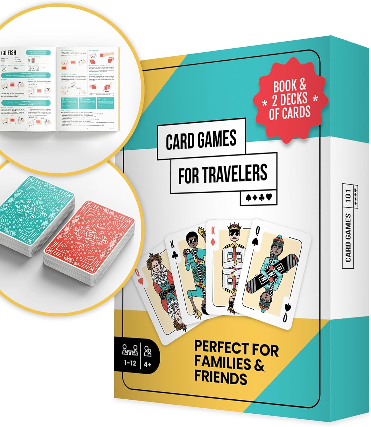 Card Games for Travelers | 30 Fun Classic Games & 2 Custom Decks | Ideal Gift for Kids (4+) & Travelers | Family Game Night Stocking Filler