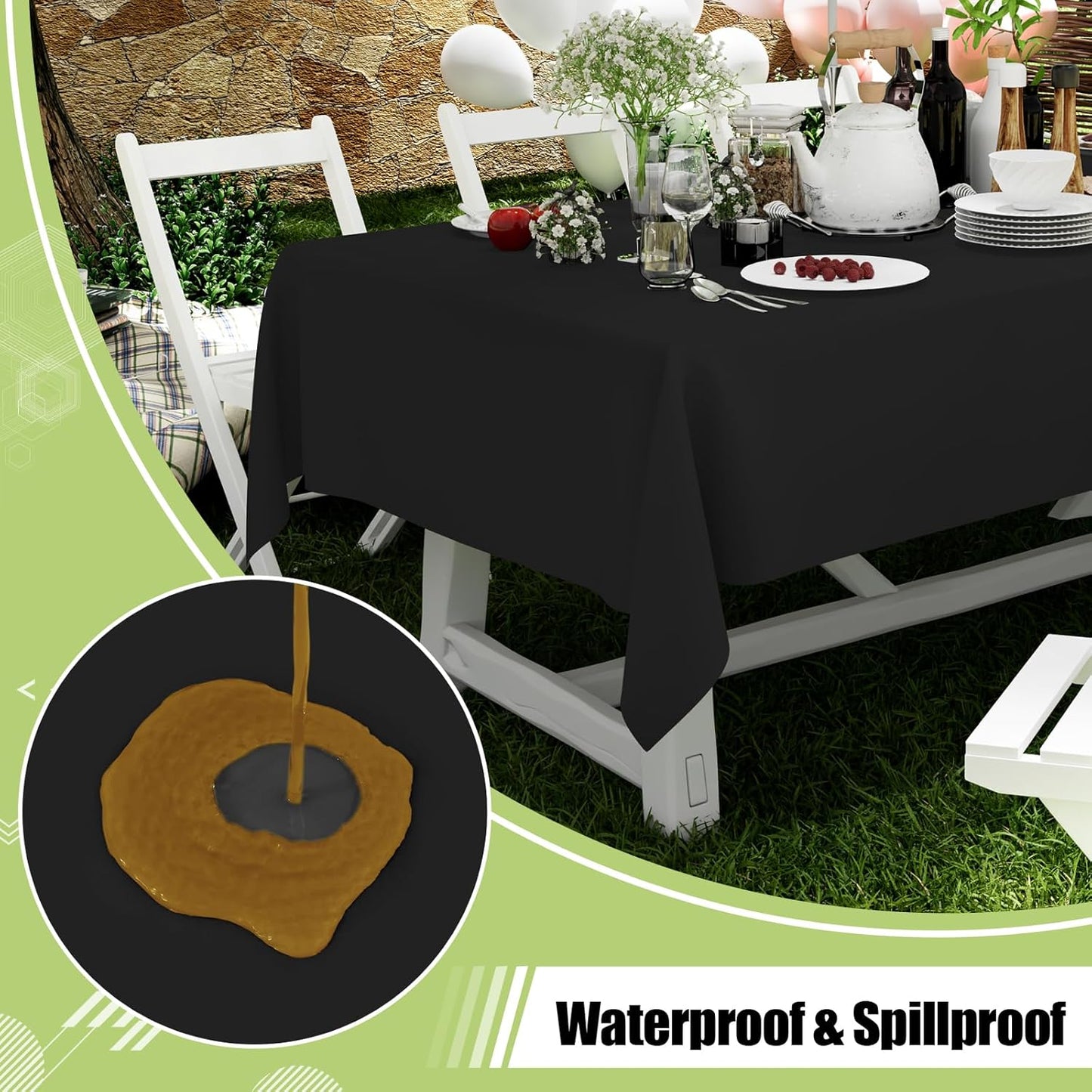 Smiry 54 Inch x 300 Feet Disposable Table Cover Roll, Black Plastic Table Cloth in Cut-to-Size Box with Slide Cutter, Waterproof Rectangle Tablecloths for Weddings, Banquets, Outdoor