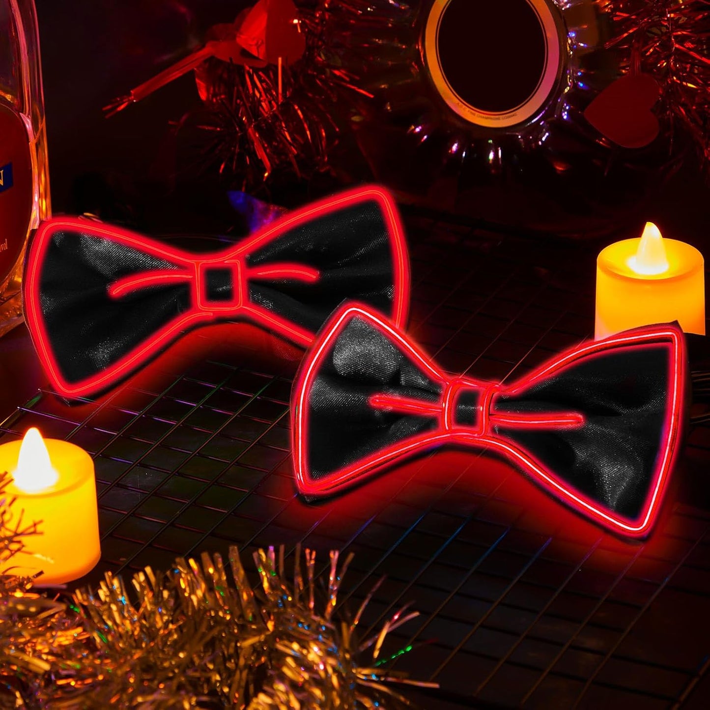 Hercicy Light up Bow Tie for Men LED Neon Bowtie Funny Ties Women Glow in the Dark Party Costume