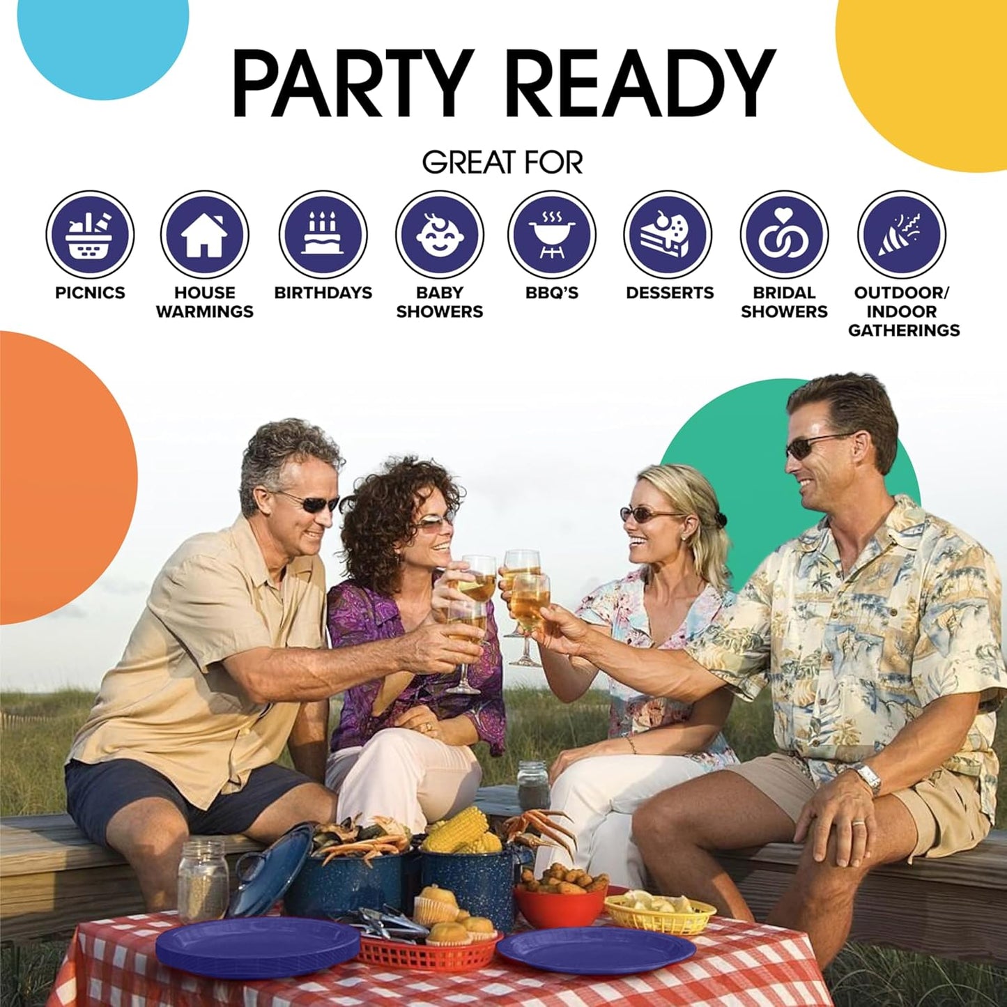 Exquisite Navy Paper Plates Disposable Heavy Duty 7 Inch Navy Disposable Plates For Party 100 Pcs Heavy Duty Paper Plate 350 GSM, Birthday Party Supplies Plate Set