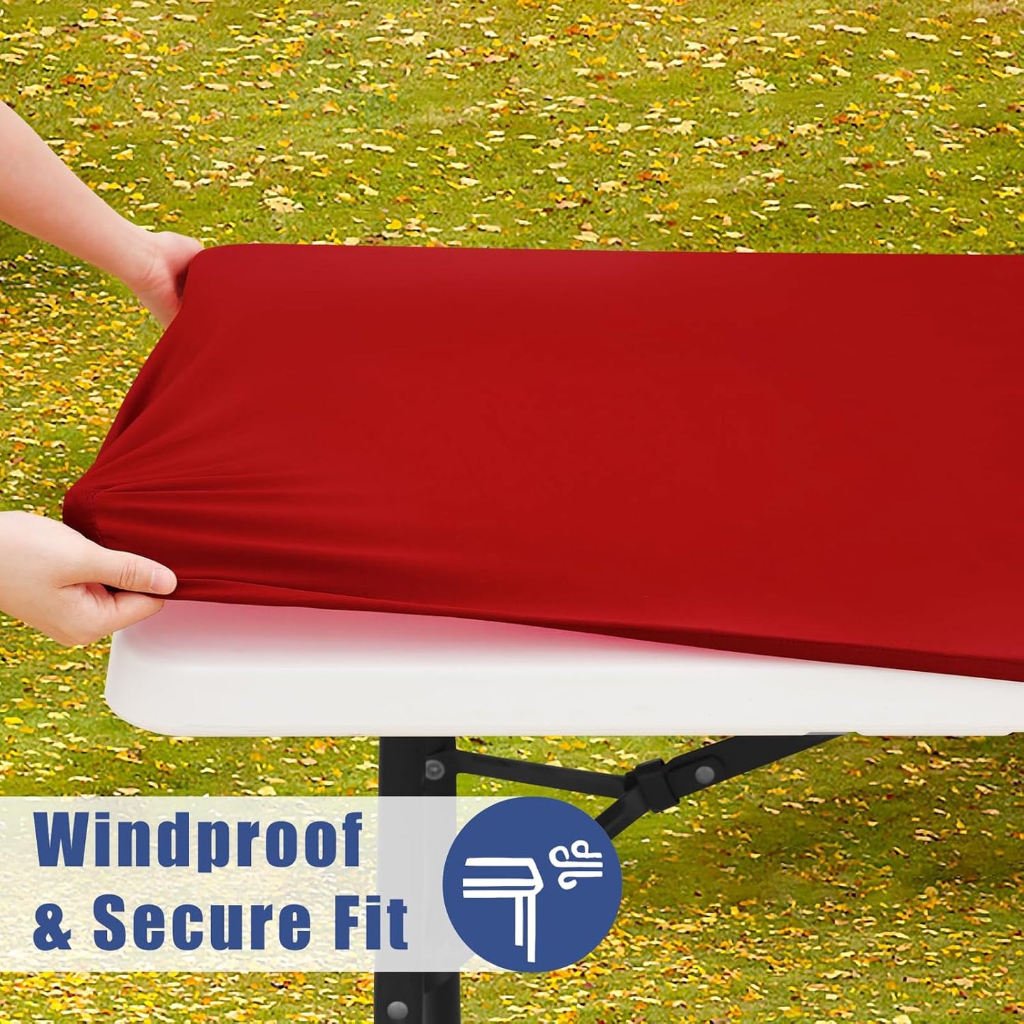 Spandex 4 Foot Rectangle Table Cloth 2 Pack, Elastic Fitted Tablecloths for Picnic, Stretch Washable Patio Table Cover for Outdoor, Camping, Banquet and Parties (Red, 30"x48")