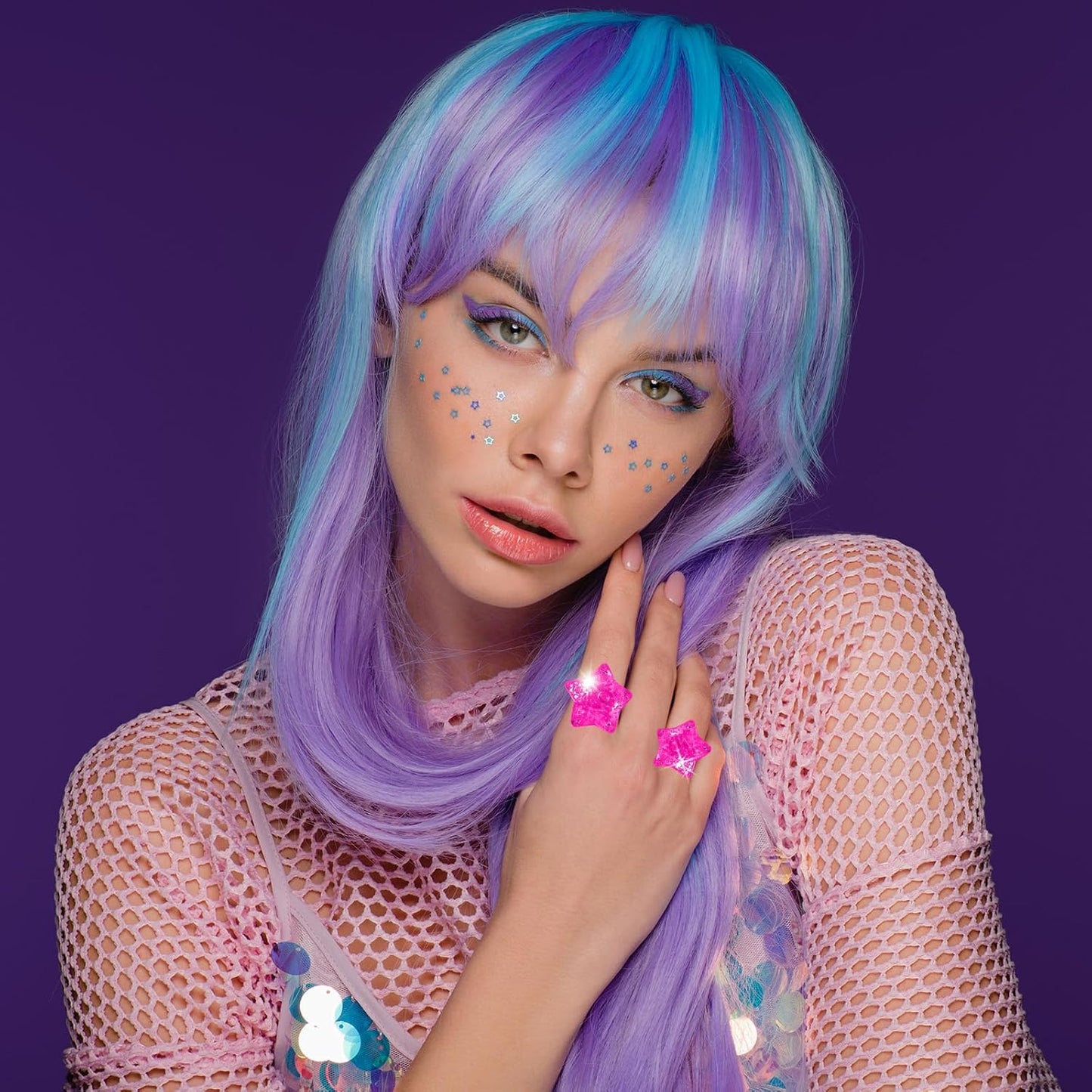 24 Pack Light Up Star Rings Glow in the Dark Party Flashing LED Jelly Finger Rings for July 4th,Halloween,Christmas,Concert,Goodie Bag Fillers,Raves