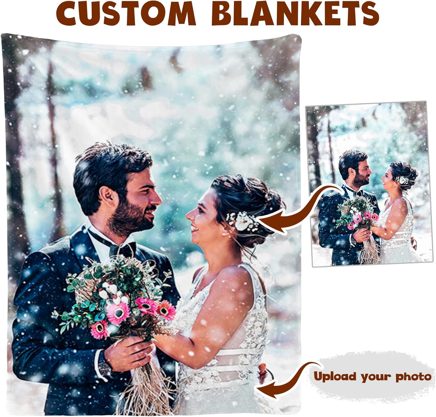 Personalized Valentine's Day Birthday Photo Blankets for Girlfriend Boyfriend Gifts, Custom Gifts for Couples Wife Husband Photo Blankets for Her Him Anniversary Wedding Gifts