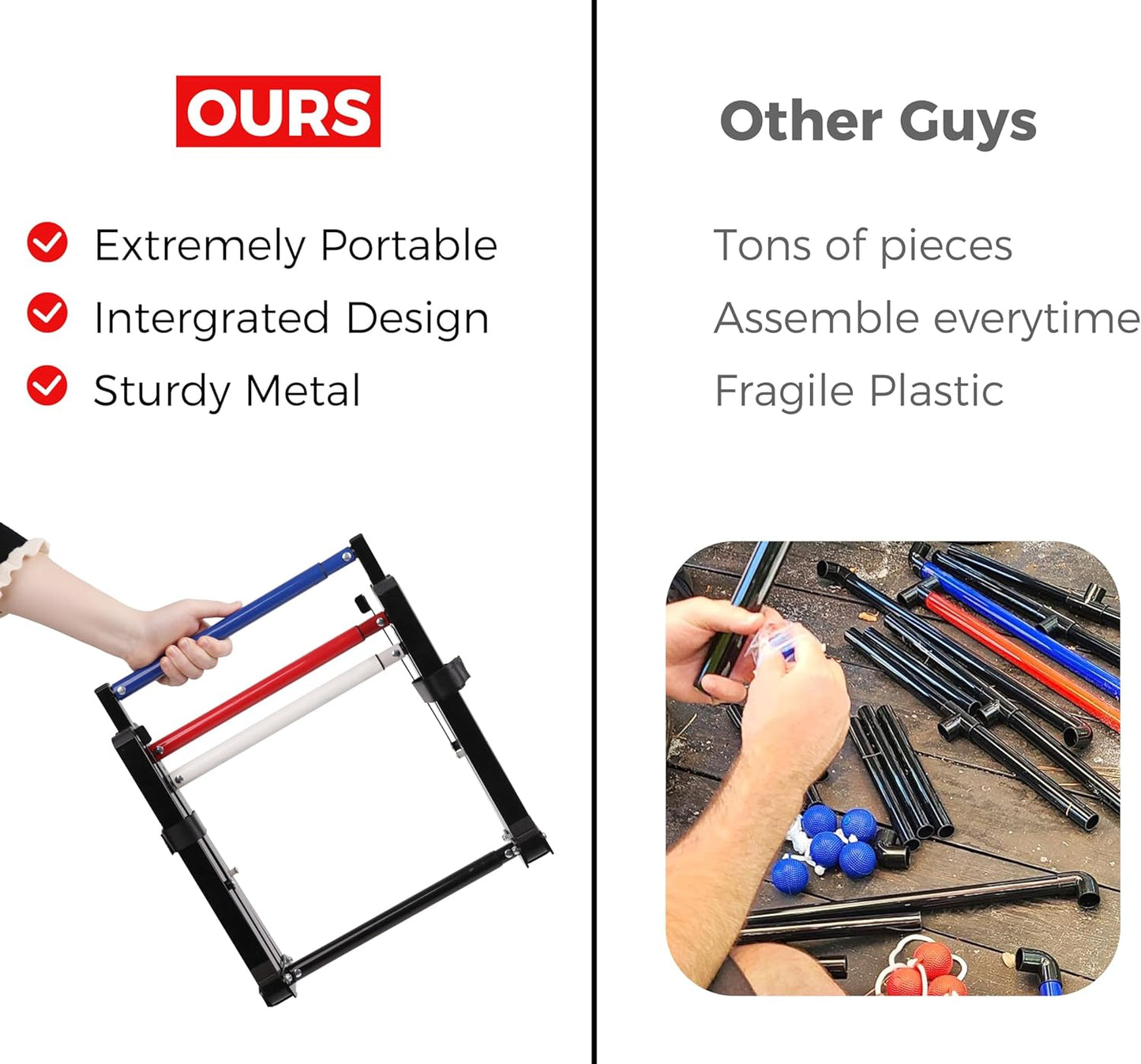 Metal Ladder Ball Set Assembly Free Portable Ladder Toss for Yard Outdoor Games - Includes Carrying Case, 6 Bolas and Scoreboard