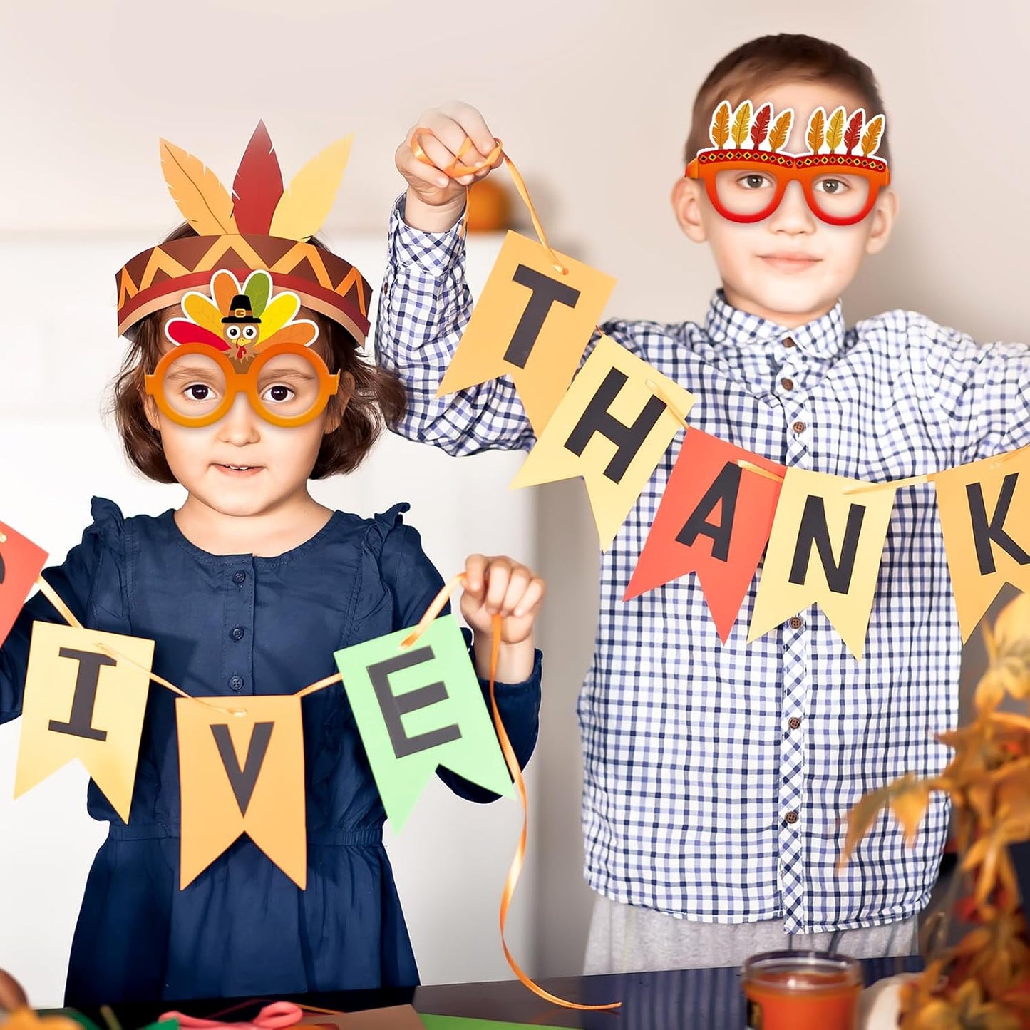 24 Pcs Thanksgiving Photo Booth Props Turkey Paper Eyeglasses Thanksgiving Party Favors Friendsgiving Gifts for Kids