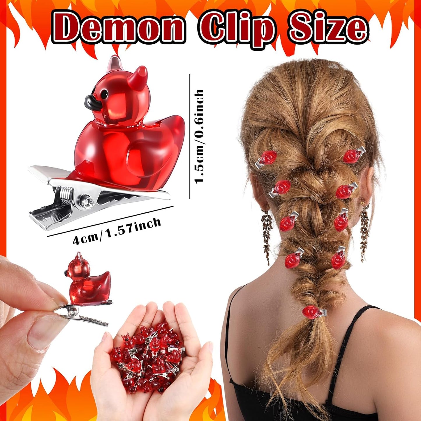 30 Pcs Mini Glow Hair Clips Girls Rave Hair Clips for Women Christmas Music Festival Holiday Party Supplies (Devil Duck)