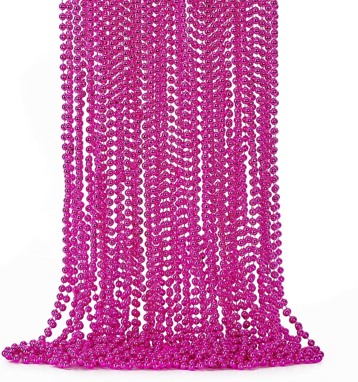24PCS Bead Necklace, 33" Rose Red Bead Necklaces Bulk, Mardi Gras Beads Necklace Costume Bulk, Festival Parade Throw Accessories for Wedding Birthday Gender Reveal Party Events Supplies Decorations