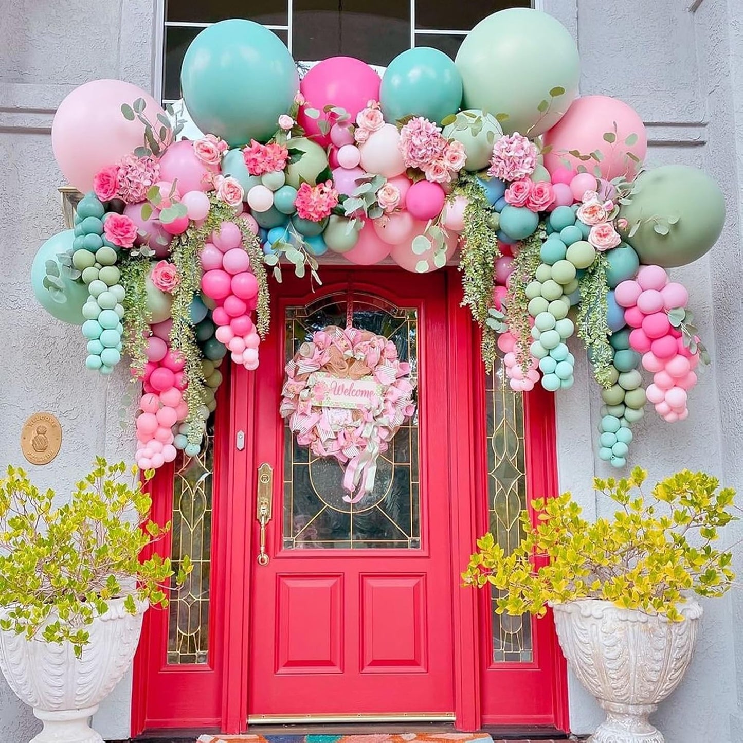 Pink Blue Green Balloons, Retro Blush Pink Sage Green Dusty Blue Ivory White Nude Latex Balloons Boho Pastel Rainbow Goose Party Balloon for Flower Fairy Baby in Bloom Shower Birthday Party Decoration