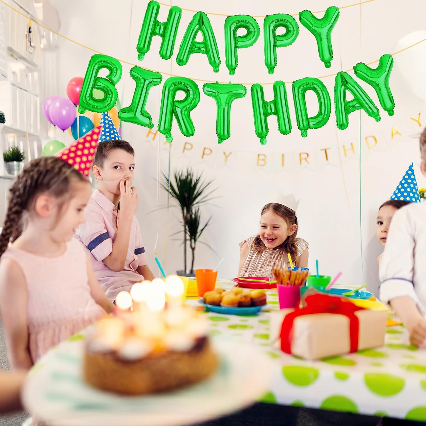 LIOZEOKUN Happy Birthday Balloon Letters 16 inch Mylar Foil Birthday Balloons Banner Sign for Birthday Party Decorations Supplies (Green)