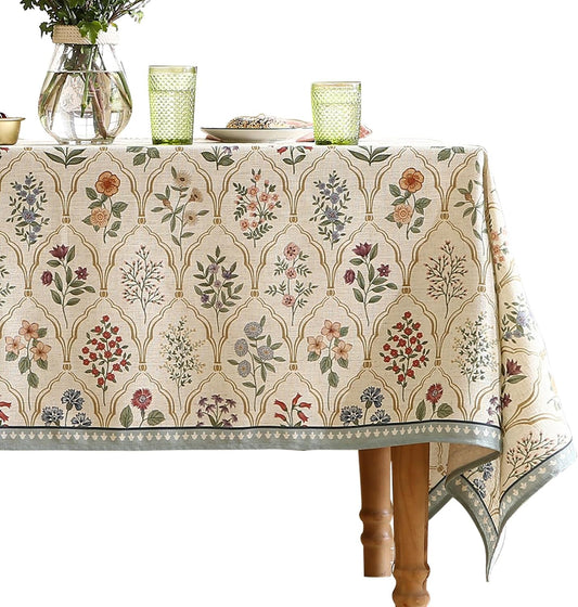 ISAENNE Designer Small Rectangular Tablecloth,Western Linen Colorful Floral Indoor Table Cloth,Wrinkle Resistant Decor Tablecloths for Dining Thanksgiving Kitchen Christmas,55"*71"-Serenity B