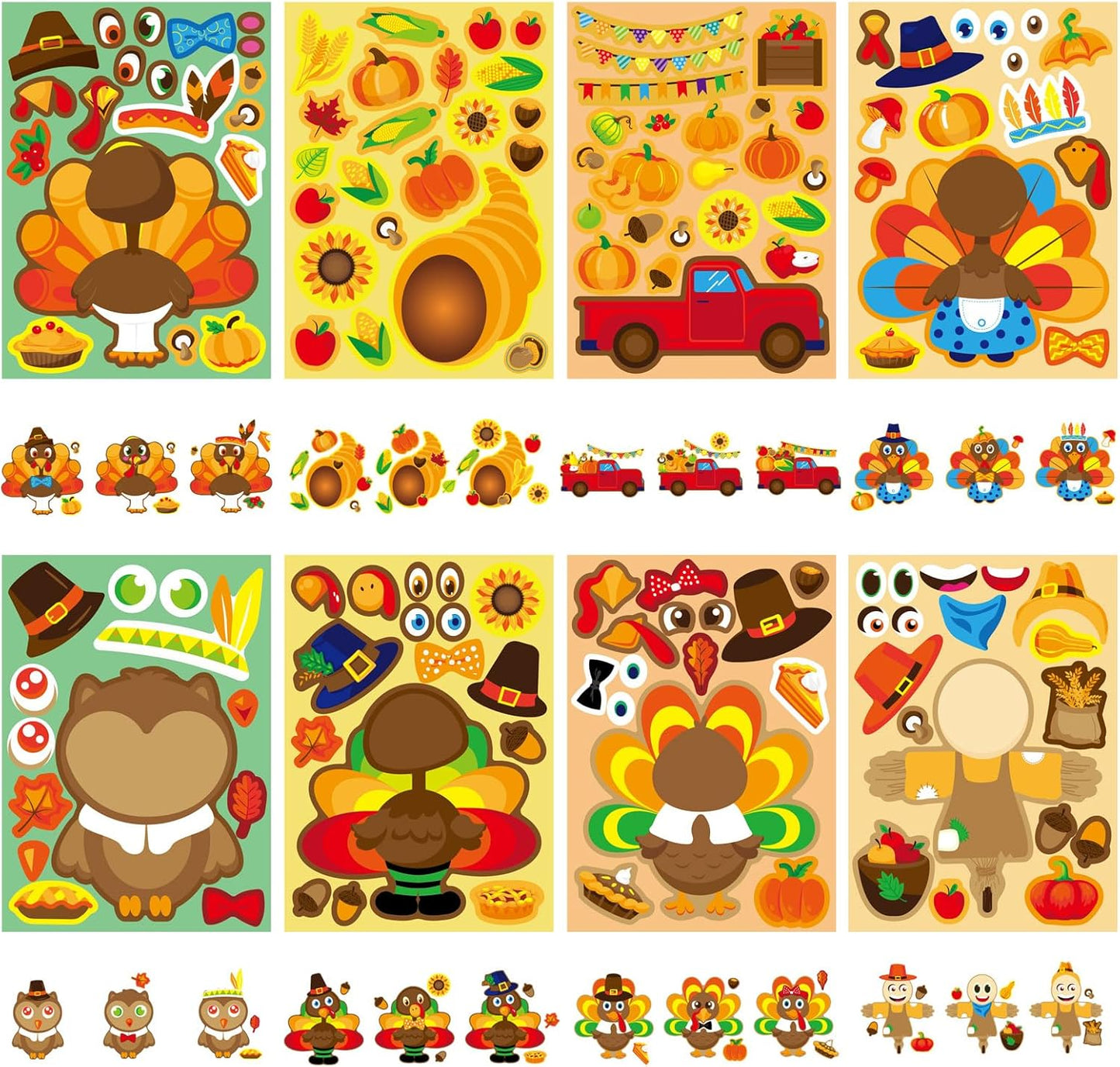 Thanksgiving Stickers for Kids 40 Sheets Make a Turkey Face Sticker Thanksgiving Party Games Favors Supplies Turkey Games Crafts Stickers Autumn Fall Sticker Thanksgiving Decorations Teacher Reward