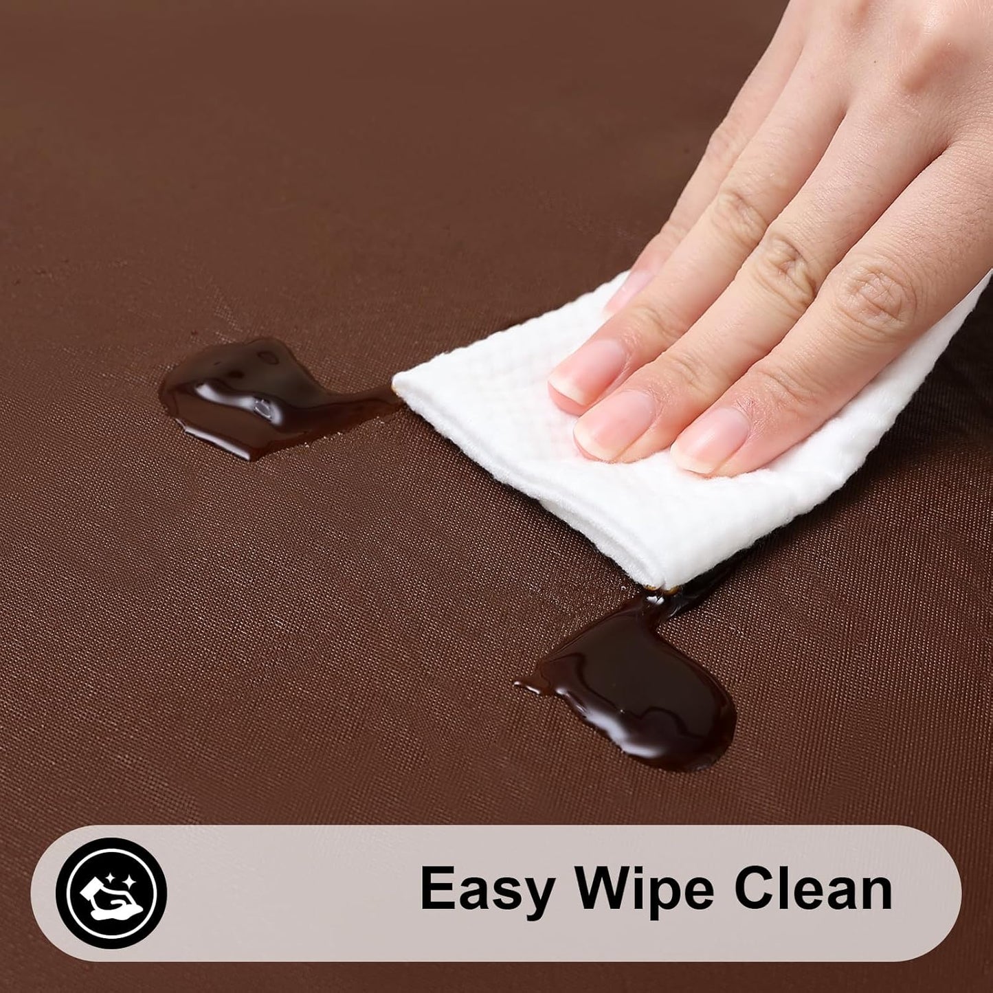 Smiry Rectangle Tablecloth, Elastic Fitted Flannel Backed Vinyl Tablecloths for 4ft Folding Tables, Waterproof Wipeable Table Covers for Indoor, Outdoor, Picnic and Camping (Coffee, 30"x48")