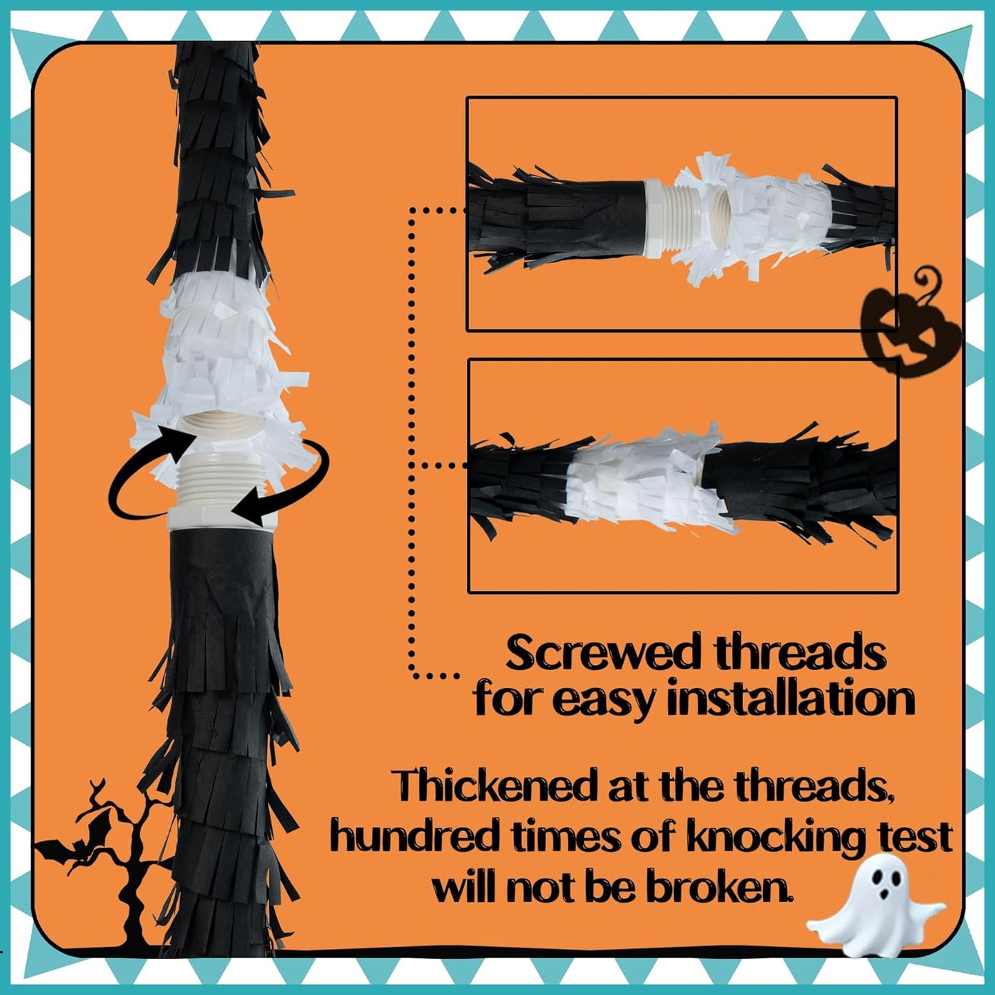 PCFING 21.6 Inch Halloween Ghost Piñata with 30 Inch Piñata Stick Blindfold Confetti for Boy Girl Adults Halloween Scary Party Decorations，Candy Game，Trick Treat Party