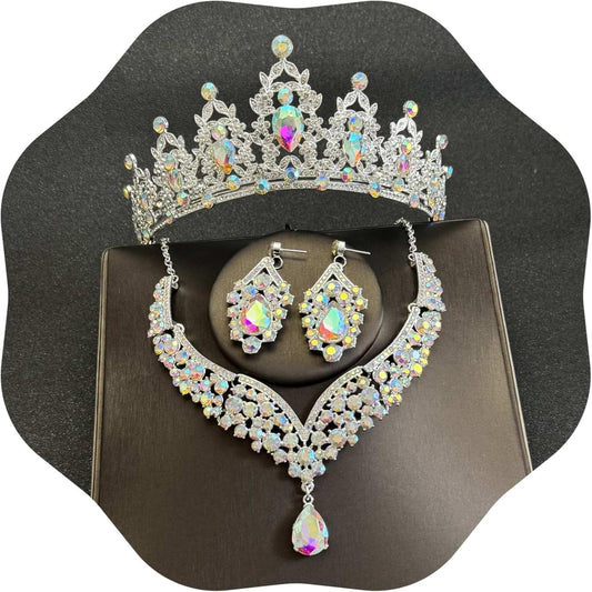 Crowns and Tiaras jewelry sets for Wedding princess birthday party Halloween Prom Pageant Jewelry for Women Crystal Bridal Jewelry Set for women
