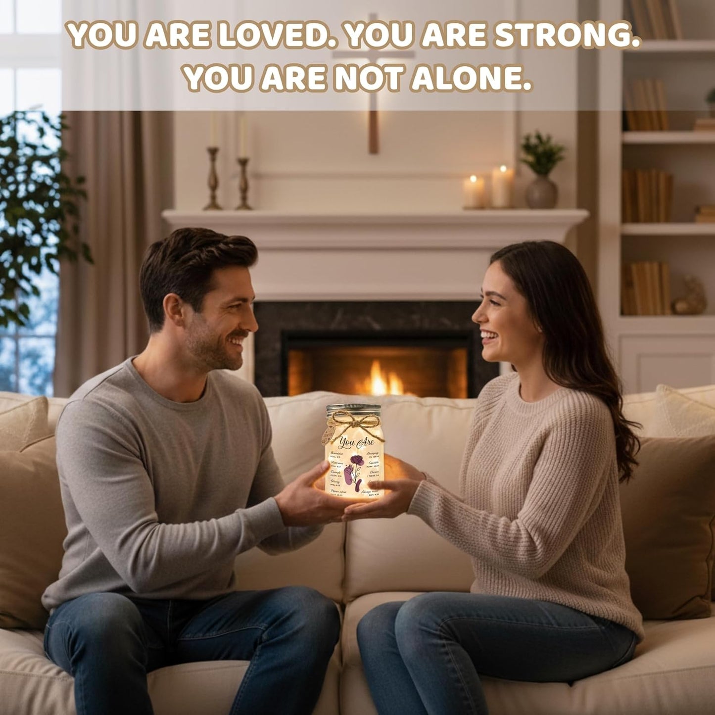 SOLMAY Birthday Gifts for Women – Christian Inspirational Mason Jar Night Light with Bible Verse Quotes – Thanksgiving & Christmas Gifts for Women – Friendship & Gratitude Jar for Mom Best Friend