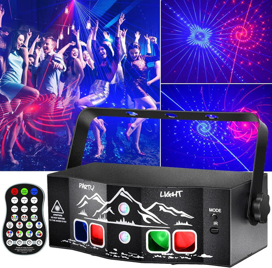 Laser Light for Party, Sound Activated Strobe Light Halloween - 6 Eyes Laser DJ Lights with Remote Control, Rave Lights Glow Party Supplies Party Lights Dance Floor Lights