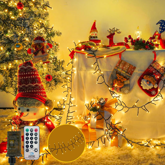 75FT 1500 LED Cluster Christmas Lights, Christmas Tree Lights Outdoor Indoor with 8 Modes & Timer & Remote, Firecrackers String Lights Waterproof for Garland Party Xmas Decorations, Warm White