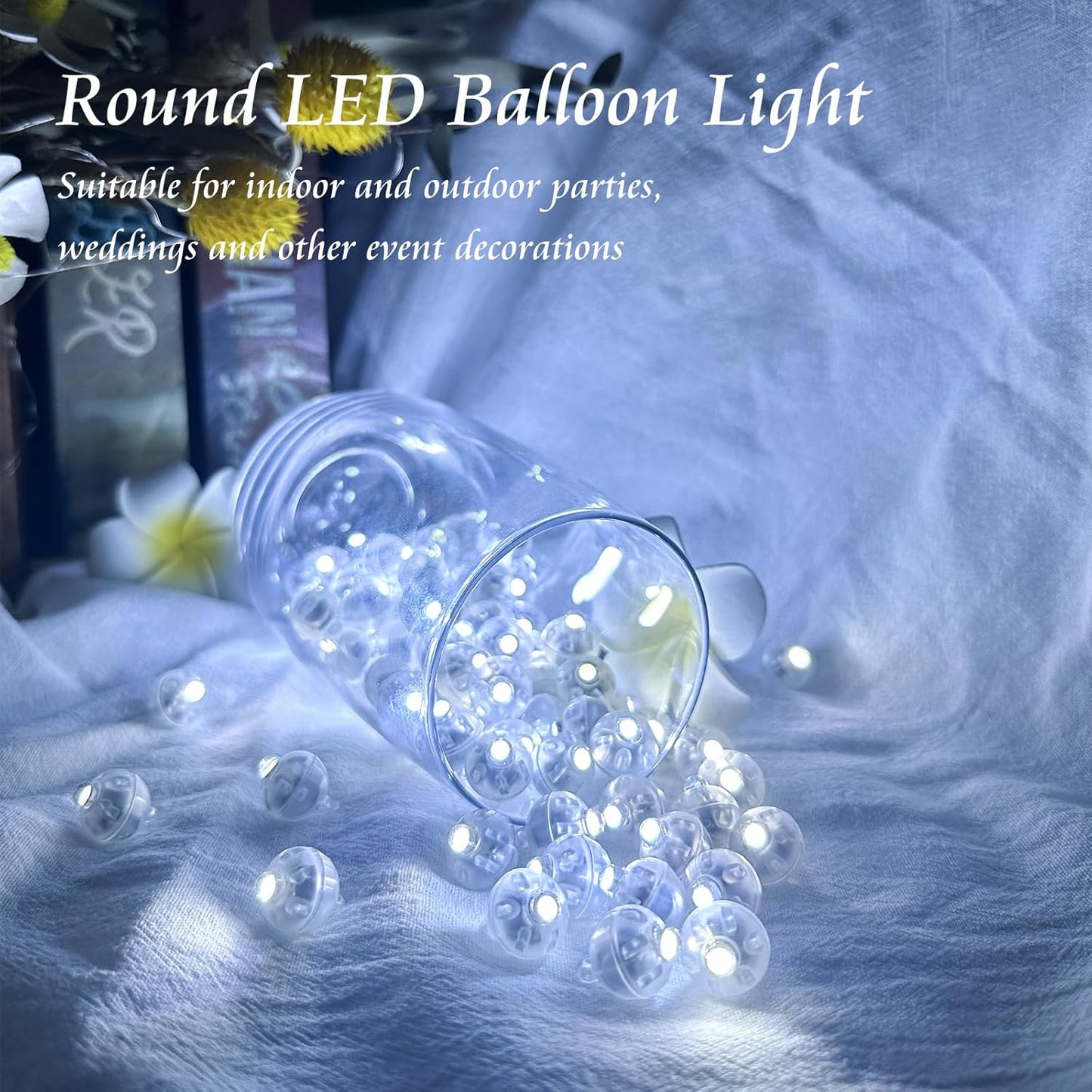 100pcs Balloon Lights Mini Led Lights Round Long Standby Time Ball Lighting Paper Lantern Balloons Lighting for Birthday Party Christmas Halloween Decoration Cold White