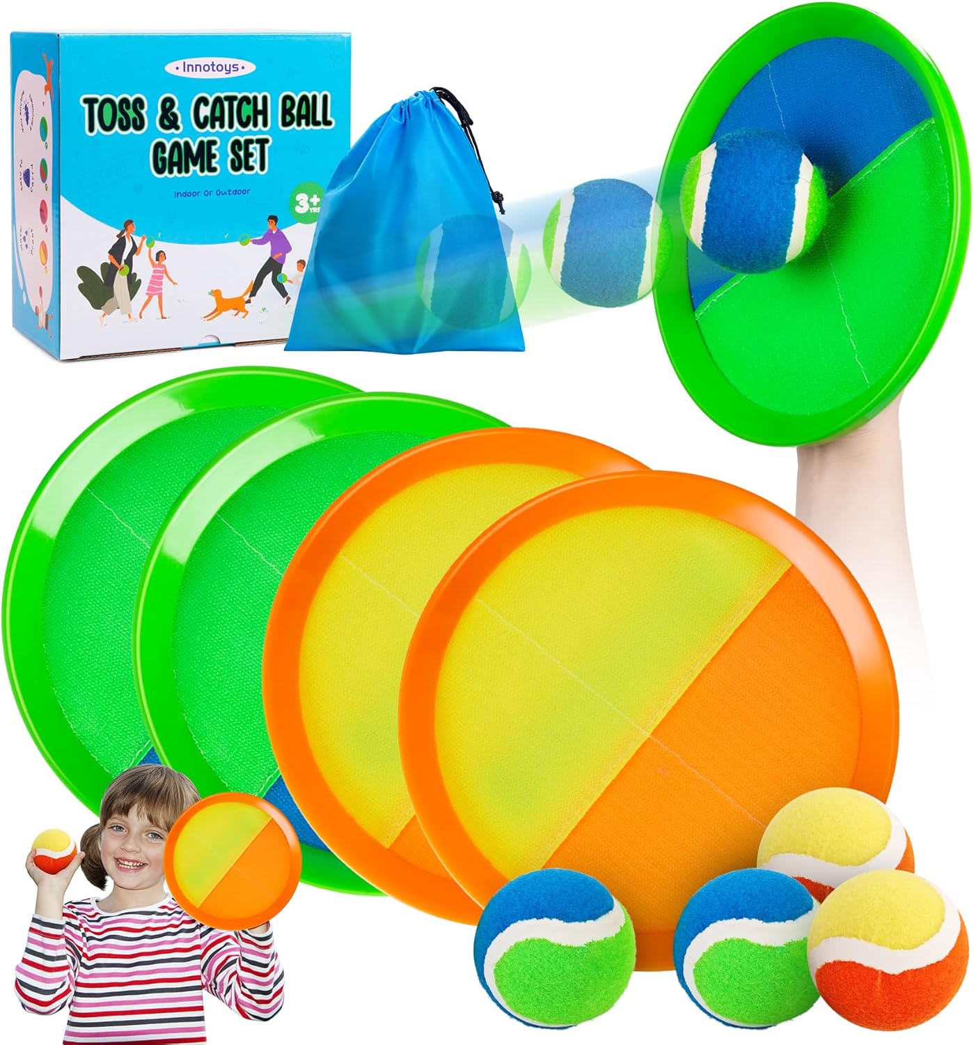 Toss and Catch Ball Game - Ideal Outdoor Beach, Pool & Yard Toy for Toddlers and Kids Ages 4, 5, 6, 7, 8+, Perfect for Boys Girls - Great Birthday Gift & Easter Basket Stuffer