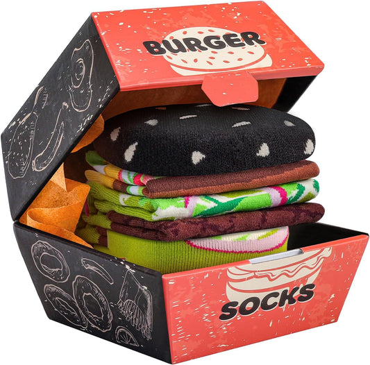 AGRIMONY Funny Burger Hot Dog Tacos Popcorn Socks Box -Easter Fathers Birthday Gag Christmas Gifts for Men Teen Boys Women