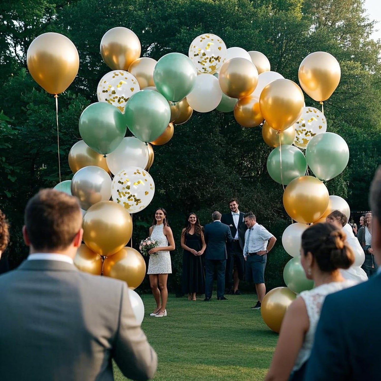 Sage Green Balloons, 60pcs 12inch Sage Green White Metallic Gold Confetti Balloons for Boho Birthday Baby Shower Bridal Shower Wedding Summer Party Decorations