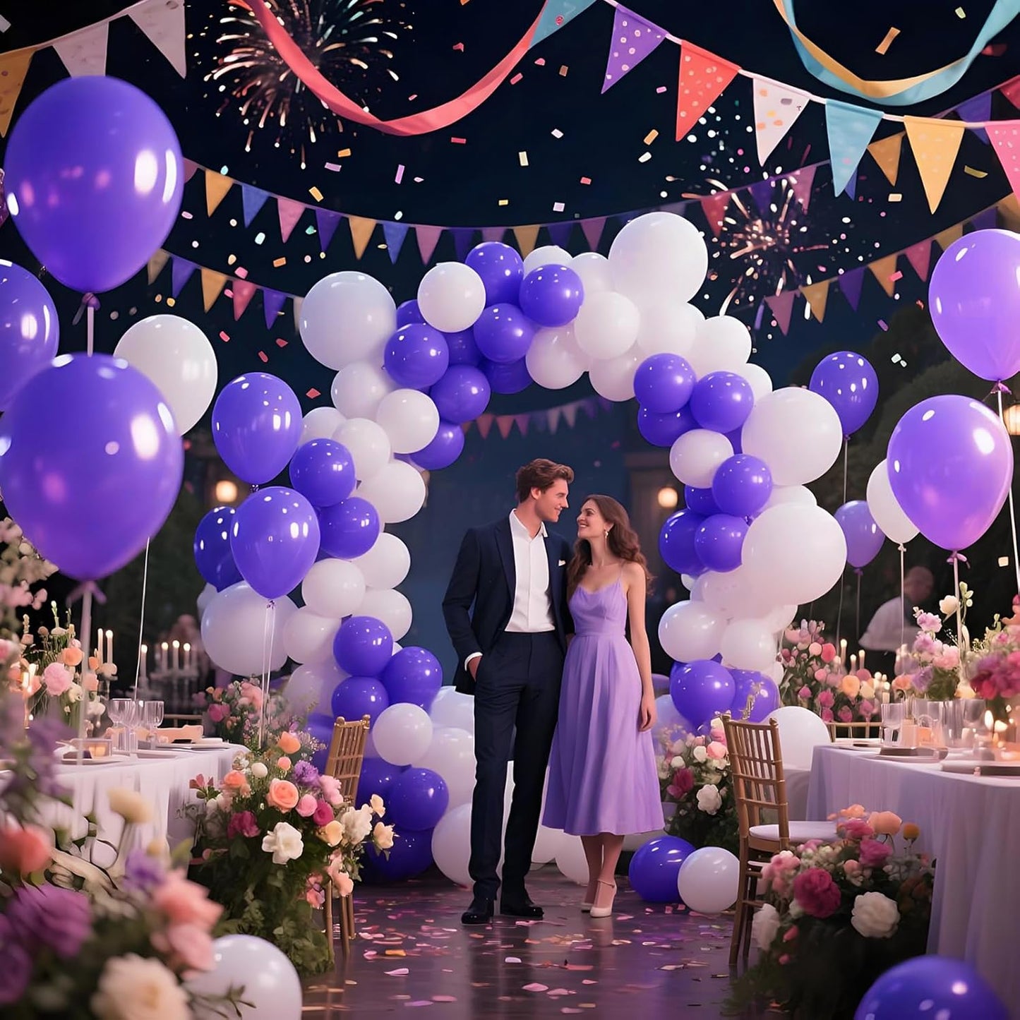 KAWKALSH Purple Latex Party Balloons, 110 Pack 12 inch Round Helium Balloons for Wedding Graduation Halloween Birthday Party Backdrop Decorations