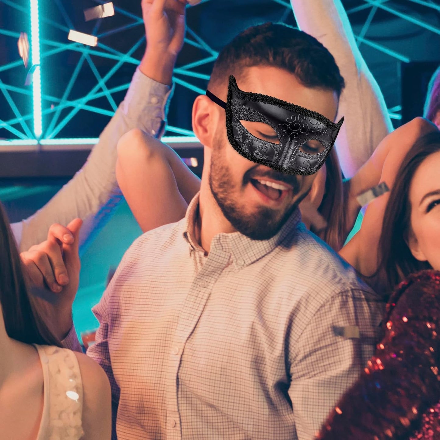 SIQUK Couple Masquerade Masks Metal Venetian Party Mask Halloween Costume Mask Mardi Gras Mask for Couples Women and Men