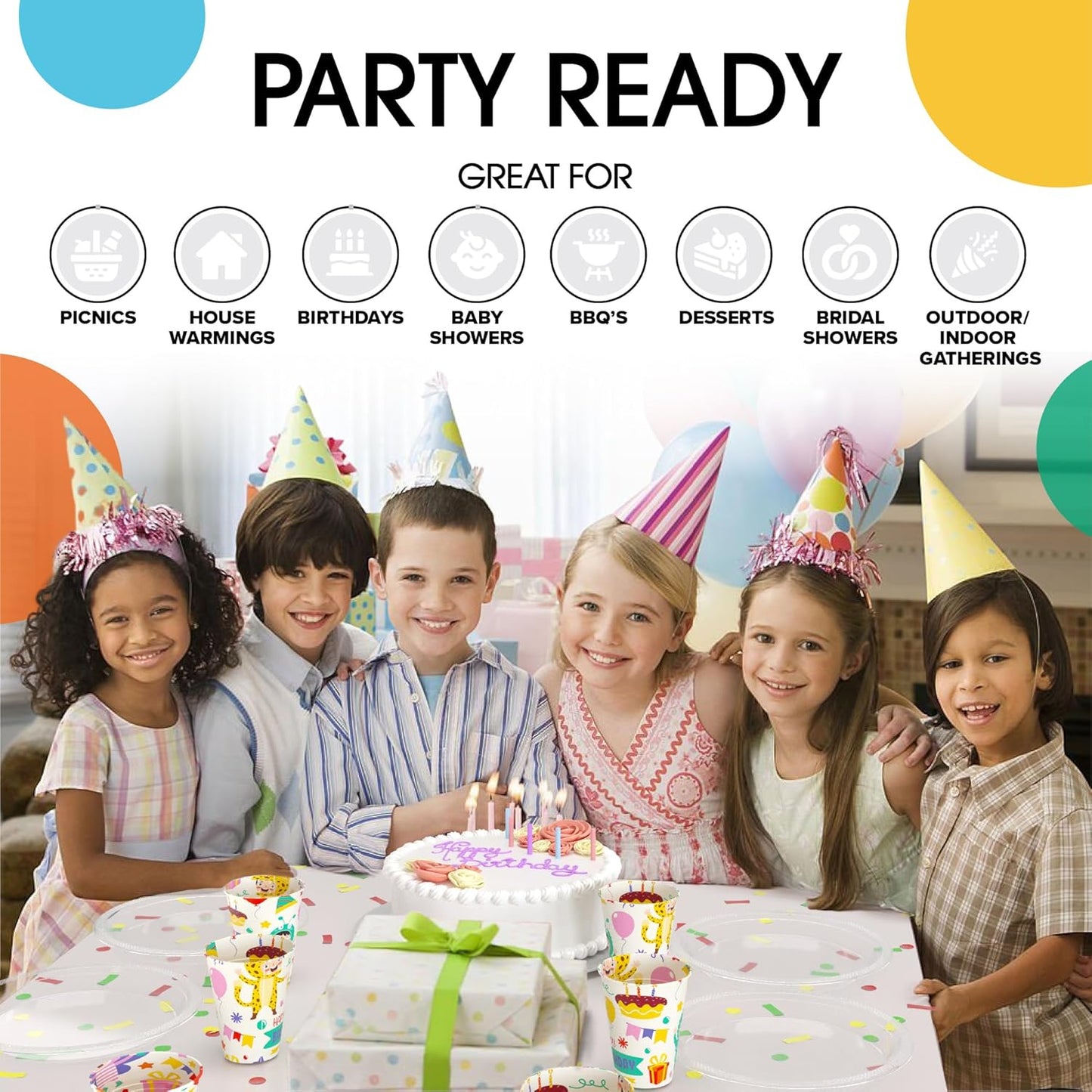 Party Solids Clear Plastic Plates Bulk 7" Clear Disposable Plates For Party Supplies 600 Pieces Disposable Dinner Plate Heavy Duty 350 GSM Plate Sets, Plastic Dinnerware Sets