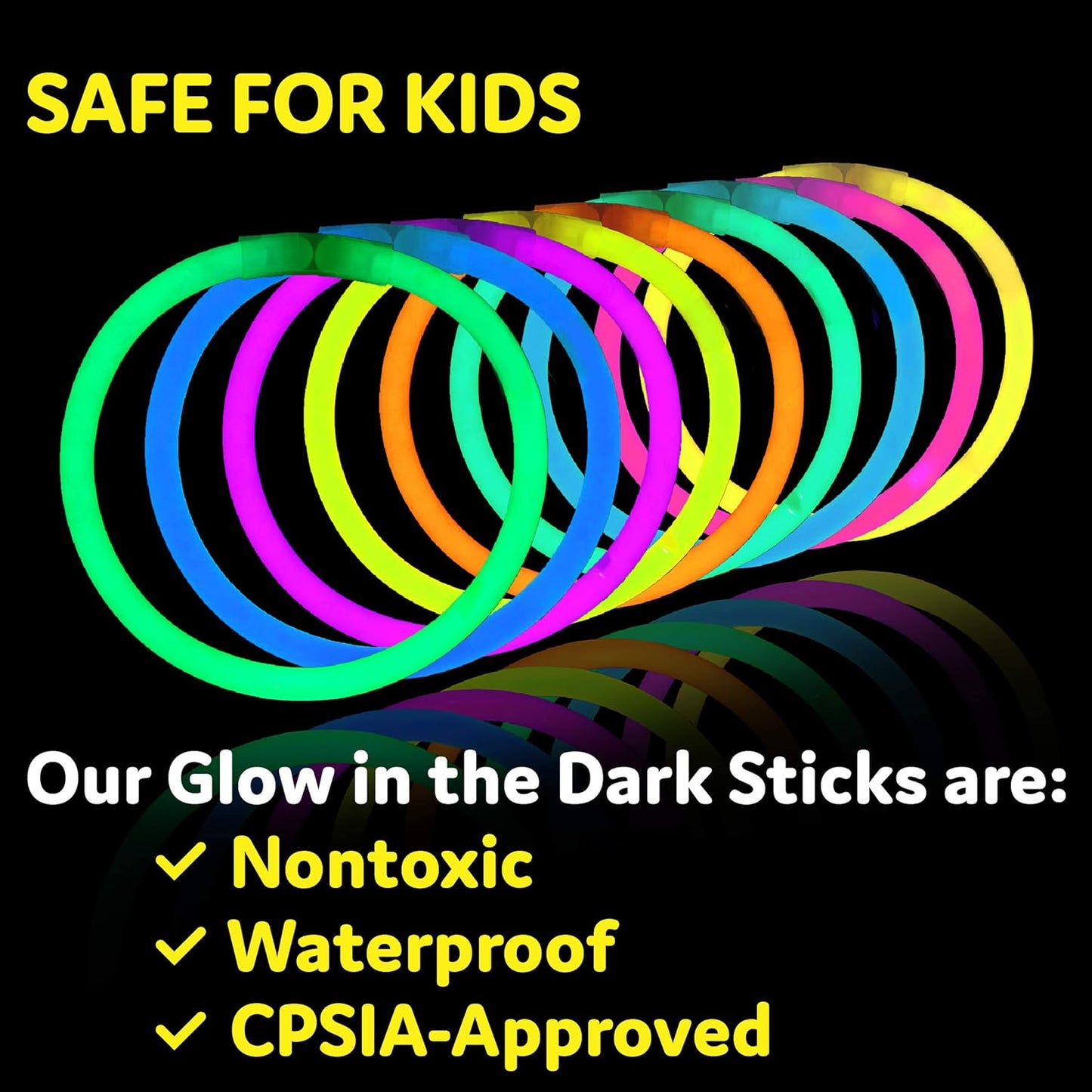 PartySticks Ultra Bright Glow Sticks Bulk Party Supplies 400 Pack - 8" Glow in the Dark Light Up Halloween Party Favors, Glow Decorations, Neon Party Necklaces and Bracelets with Connectors