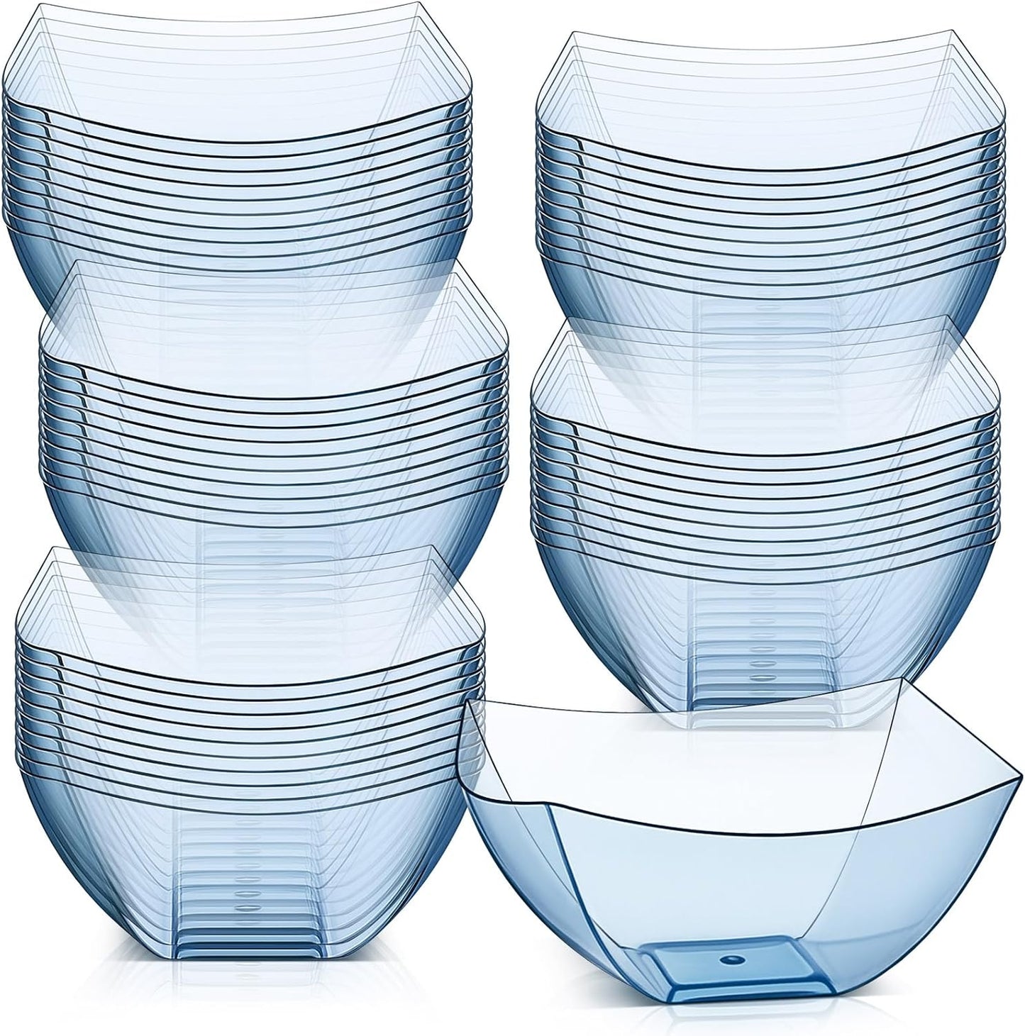 Tanlade 50 Pcs Square Plastic Serving Bowls Disposable Snack Salad Bowl Small Party Candy Bar Containers Taco Bar Serving Dishes for Buffet Chips Fruit (8 oz,Blue)