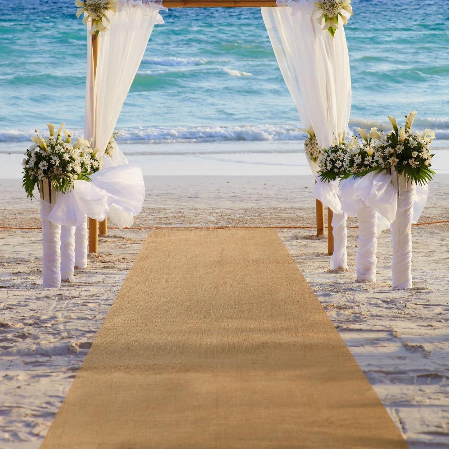 Tudomro 40 Inch x 50 Ft Extra Long Natural Burlap Wedding Aisle Runner Outdoor Jute Burlap Aisle Runner for Wedding Ceremony Rustic Indoor Carpet for Walkway (Elegant Style)