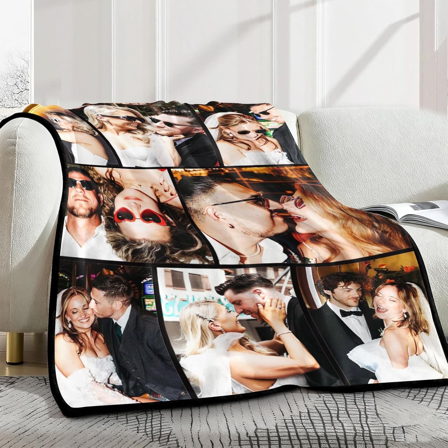Yofair Ships Next Day, Custom Blanket with Picture Anniversary Wedding Gifts for Women Men Personalized Photo Blankets I Love You Couple Gift for Boyfriend Girlfriend Wife Husband