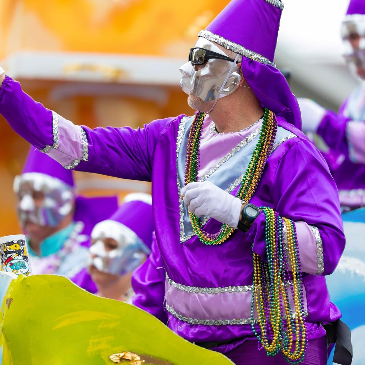 200PCS Mardi Gras Beads, 33" Bead Necklace, Mardi Gras Accessories, Purple Gold Green Party Beads Parade Throws Bulk for Christmas Pirate Baby Shower Wedding Birthday Party Supplies Decor